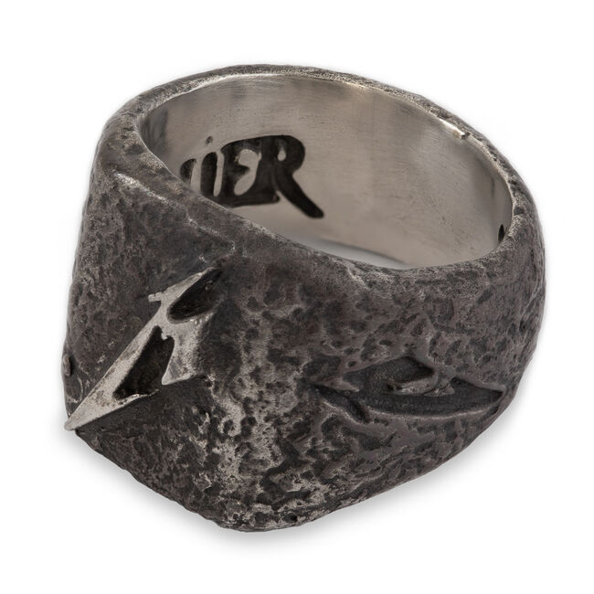 Hammered M Logo Silver Ring - 7, , hi-res