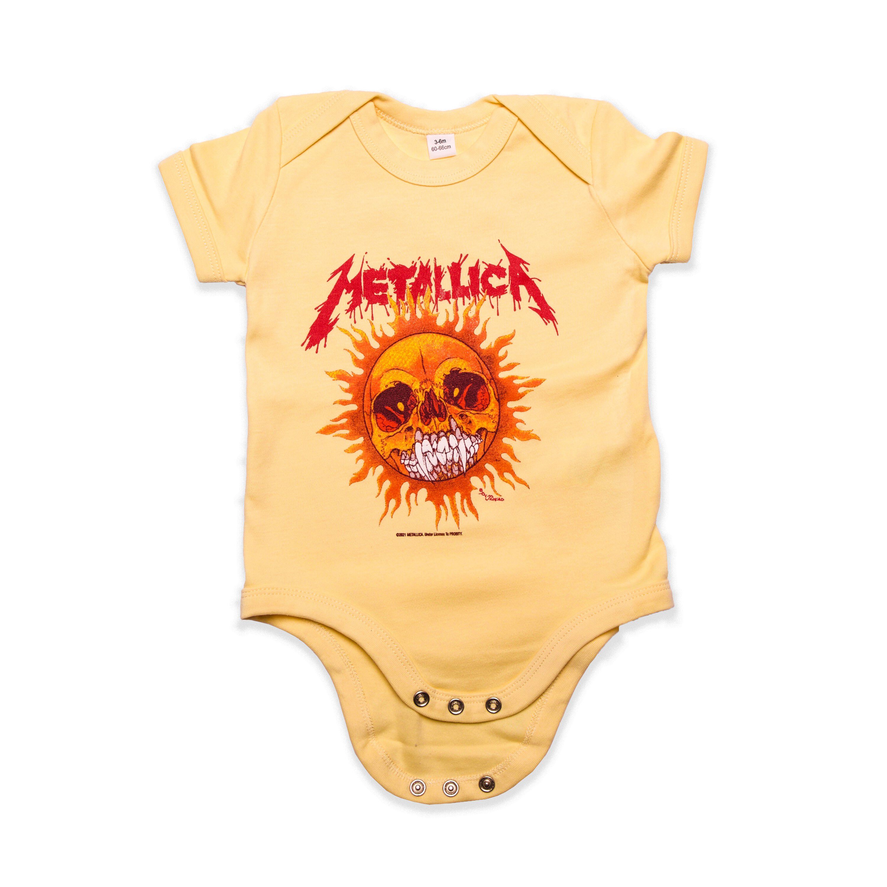 Metallica Baby Onesie 90's Black Album Style Bodysuit Gerber Organic Cotton 