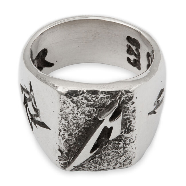 Polished M Logo Silver Ring - 10, , hi-res