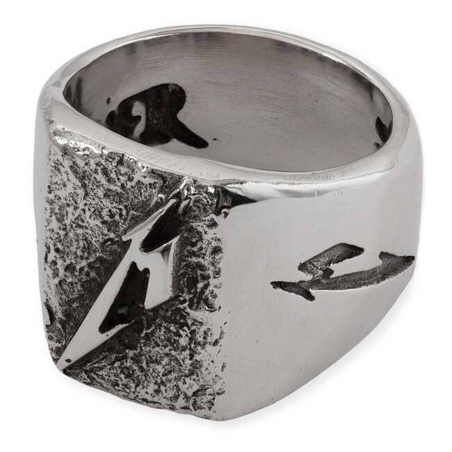 Polished M Logo Silver Ring - 15, , hi-res