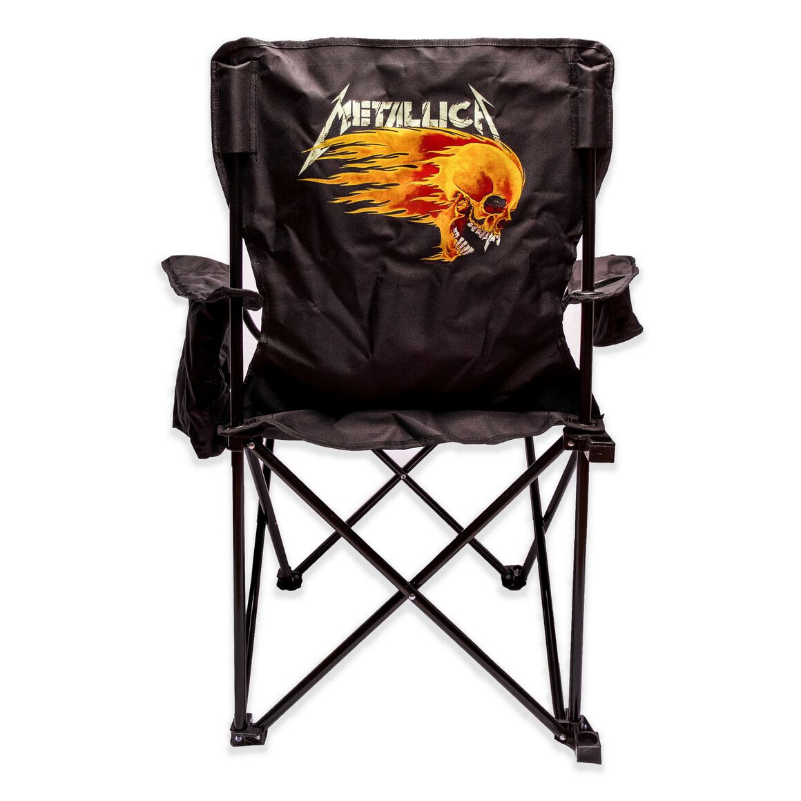 Flaming Skull Camping Chair with Cooler Arm Rest Pouch, , hi-res