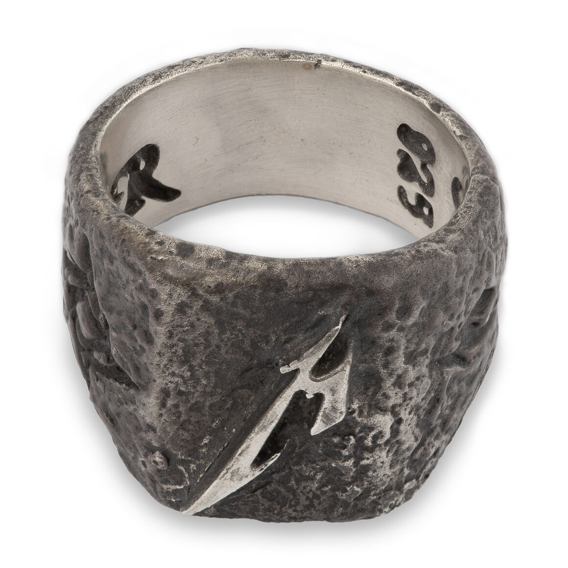 Hammered M Logo Silver Ring, , hi-res