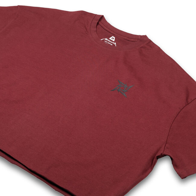 WOMEN'S Ninja Star Oversized Crop T-Shirt (Maroon) - Large, 