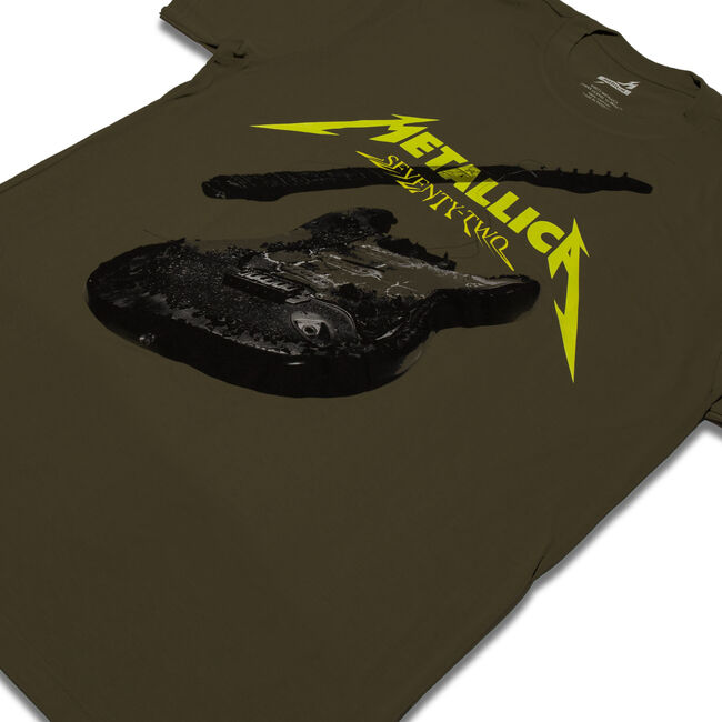 72 Seasons Burnt Guitar T-Shirt (Olive Green) - XL, , hi-res