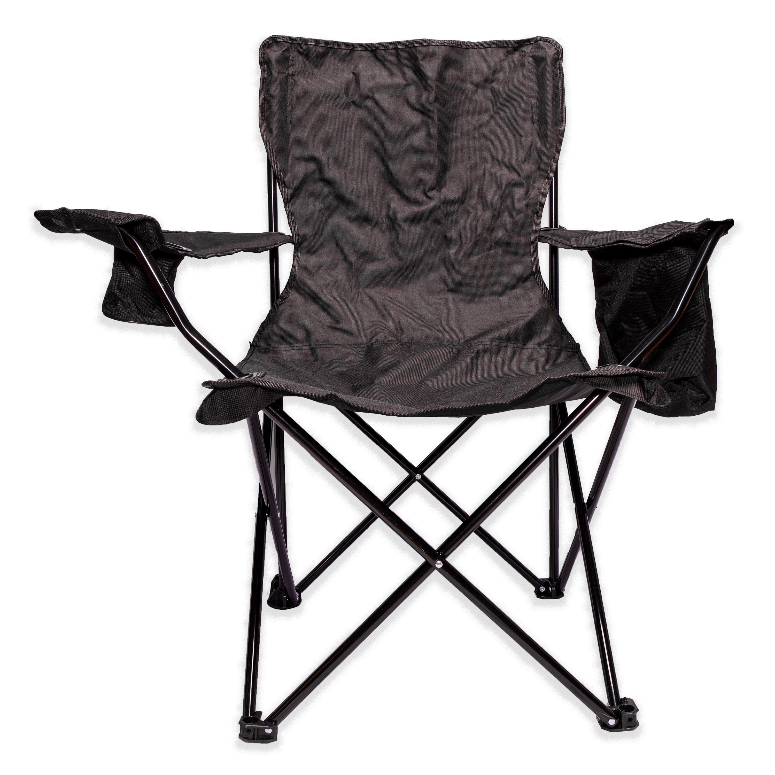 Flaming Skull Camping Chair with Cooler Arm Rest Pouch